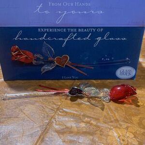 Glass Baron Red Rose Figurine